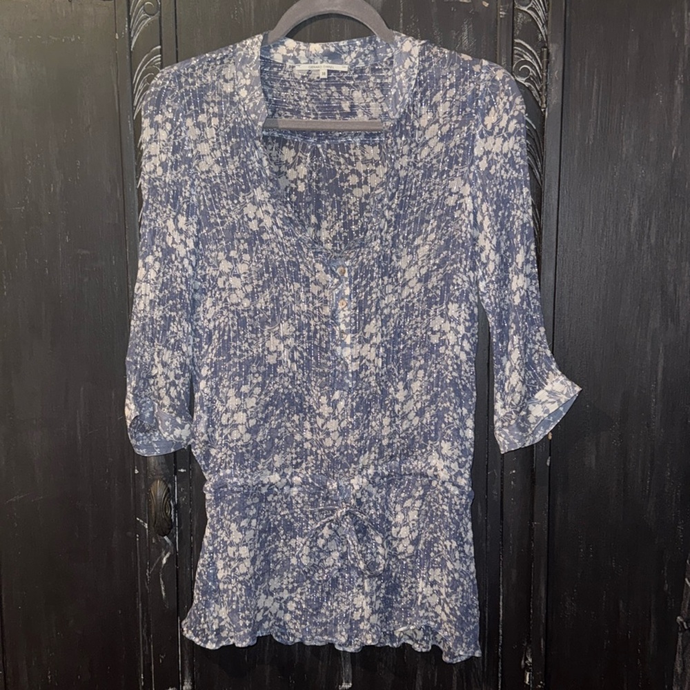 Gerard Darel Blue and White Floral Blouse